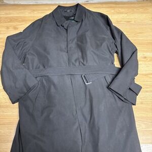 Lauren Ralph Lauren Belted Trench Coat Black Removable Lining 42R Wool Blend